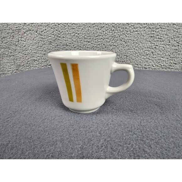 Sterling China 5Oz Vitrified Mug Retro Gold Stripe Espresso Coffee Vintage Diner - Picture 3 of 8